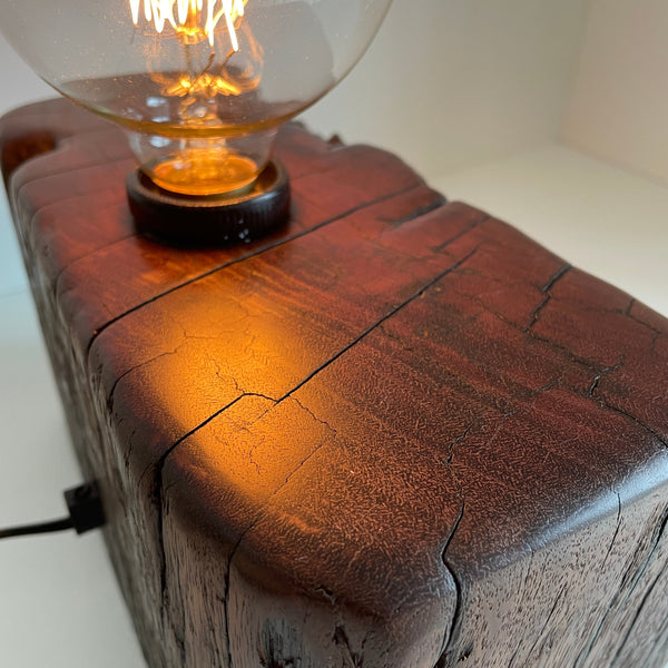 Shades at Grays Lighting Edison Wood Table Lamp - Railway sleeper #80 handcrafted lighting made in new zealand