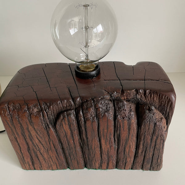 Shades at Grays Lighting Edison Wood Table Lamp - Railway sleeper #80 handcrafted lighting made in new zealand