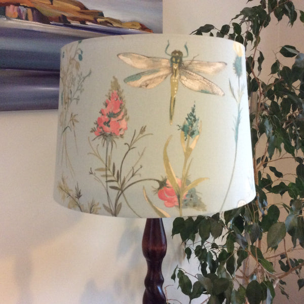 Shades at Grays Lampshades Large tapered / Table lamp/floor stand / 29mm Dragonfly blue fabric lampshade handcrafted lighting made in new zealand