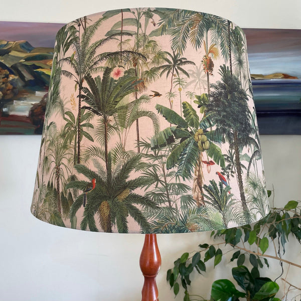 Shades at Grays Lampshades Large tapered / Table lamp/floor stand / 29mm Jungle palm trees lampshade handcrafted lighting made in new zealand