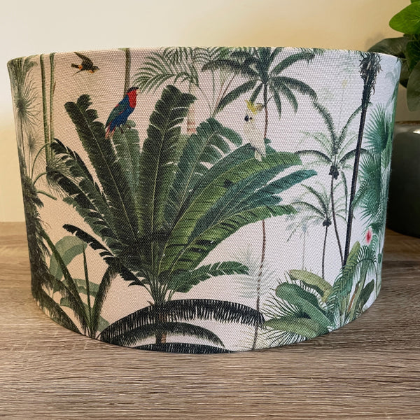 Shades at Grays Lampshades Large barrel / Table lamp/floor stand / 29mm Jungle palm trees lampshade handcrafted lighting made in new zealand