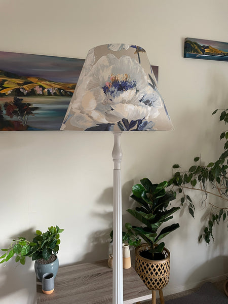 Shades at Grays Lampshades Large Conical Shade with two tone roses BLUE handcrafted lighting made in new zealand