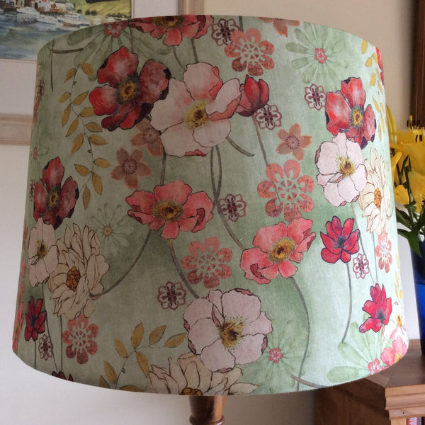 Shades at Grays Lampshades Large tapered / Table lamp/floor stand / 29mm Multi-colour poppies lampshade handcrafted lighting made in new zealand