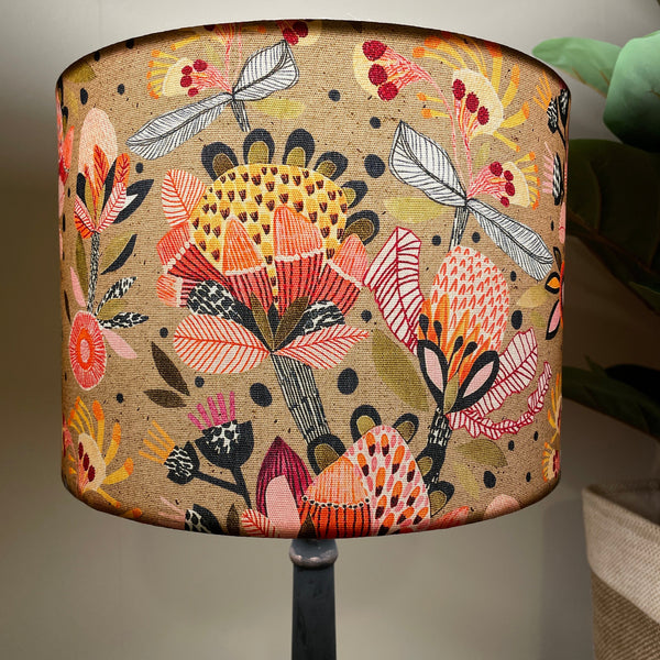 Shades at Grays Lampshades Medium drum / Table lamp/floor stand / 29mm Protea pop lampshade handcrafted lighting made in new zealand