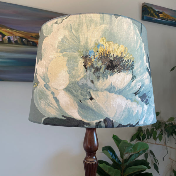 Shades at Grays Lampshades Large tapered / Table lamp/floor stand / 29mm Two tone roses SEAFOAM, lampshade handcrafted lighting made in new zealand