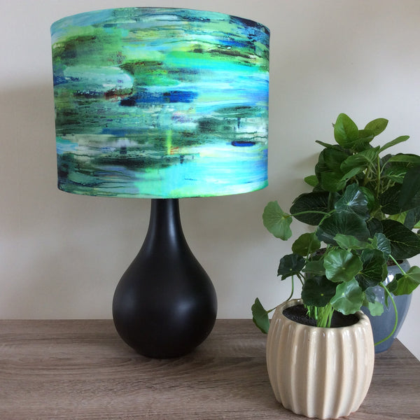 Shades at Grays Lampshades Enchanted green stripe lampshade handcrafted lighting made in new zealand