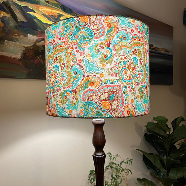 Shades at Grays Lampshades Teal paisley lampshade handcrafted lighting made in new zealand