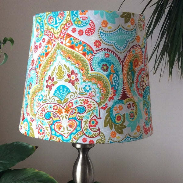 Shades at Grays Lampshades Teal paisley lampshade handcrafted lighting made in new zealand