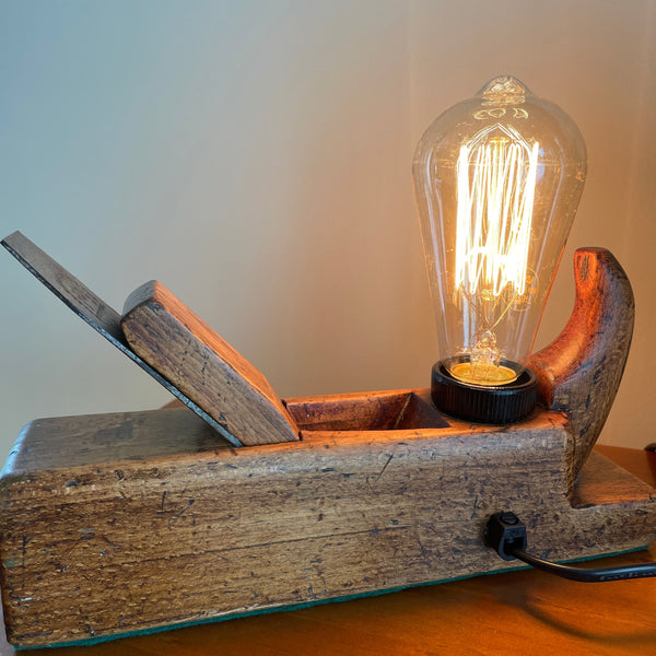 Shades at Grays Edison Lamp Edison Table Lamp - Wood plane series #3 handcrafted lighting made in new zealand