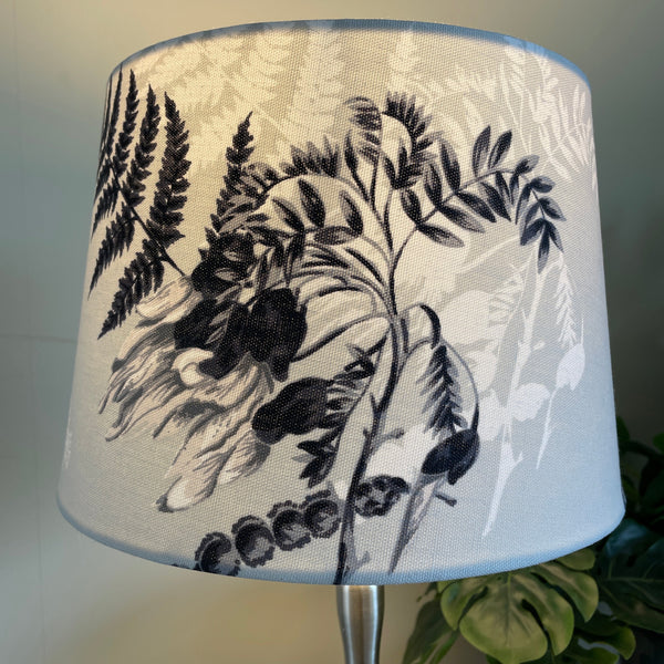Shades at Grays Lampshades Kōwhai grey fabric lampshade handcrafted lighting made in new zealand
