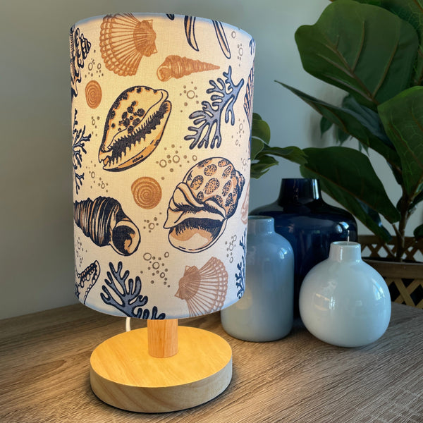 Shades at Grays Timber and Seashells table lamp handcrafted lighting made in new zealand