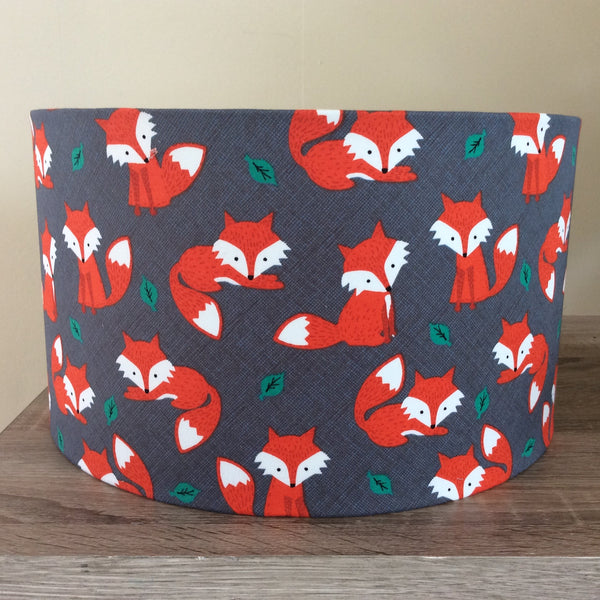 Shades at Grays Lampshades Medium barrel / Table lamp/floor stand / 29mm Fox fabric lampshade handcrafted lighting made in new zealand