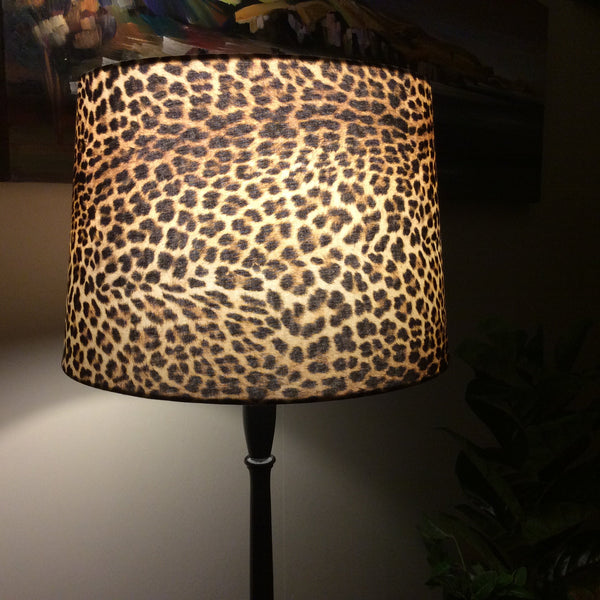 Shades at Grays Lampshades Large tapered / Table lamp/floor stand / 29mm Leopard print fabric lampshade handcrafted lighting made in new zealand