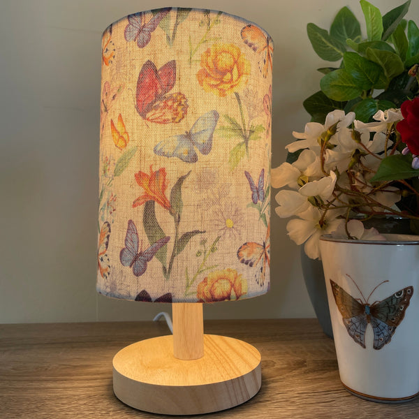 Shades at Grays Timber and butterflies table lamp handcrafted lighting made in new zealand