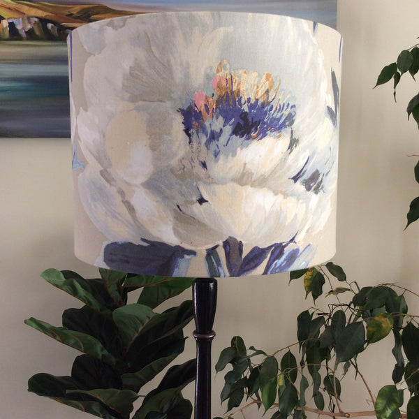 Shades at Grays Lampshades Two tone roses BLUE, lampshade handcrafted lighting made in new zealand