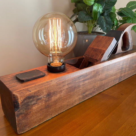 Shades at Grays Edison Lamp Edison Table Lamp - Wood plane series #12 handcrafted lighting made in new zealand