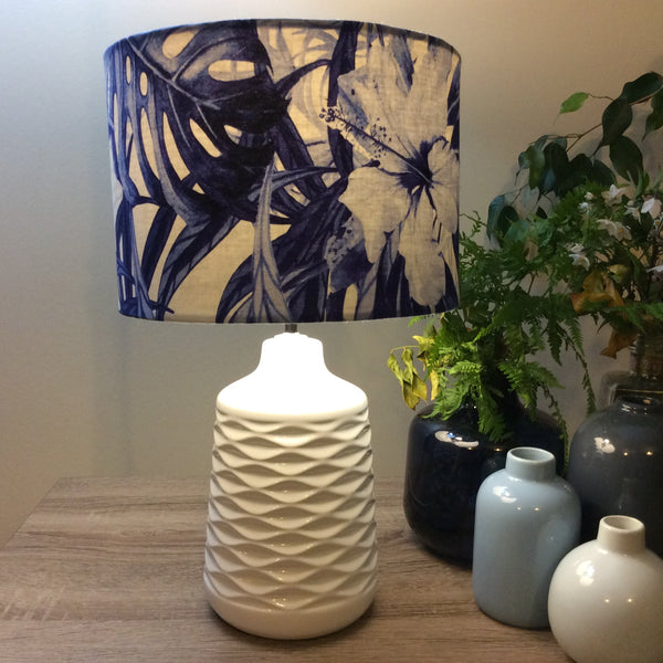 Shades at Grays Lampshades Blue monstera leaf lampshade handcrafted lighting made in new zealand