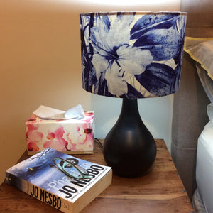 Shades at Grays Lampshades Blue monstera leaf lampshade handcrafted lighting made in new zealand