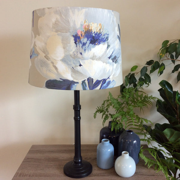 Shades at Grays Lampshades Medium tapered / Table lamp/floor stand / 29mm Two tone roses BLUE, lampshade handcrafted lighting made in new zealand