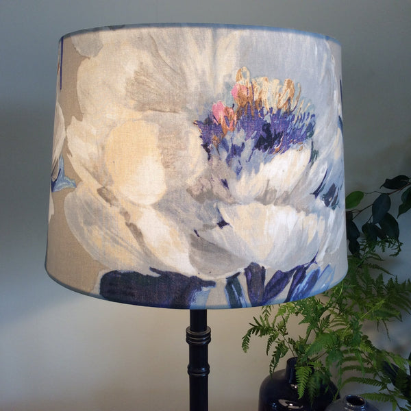 Shades at Grays Lampshades Large tapered / Table lamp/floor stand / 29mm Two tone roses BLUE, lampshade handcrafted lighting made in new zealand