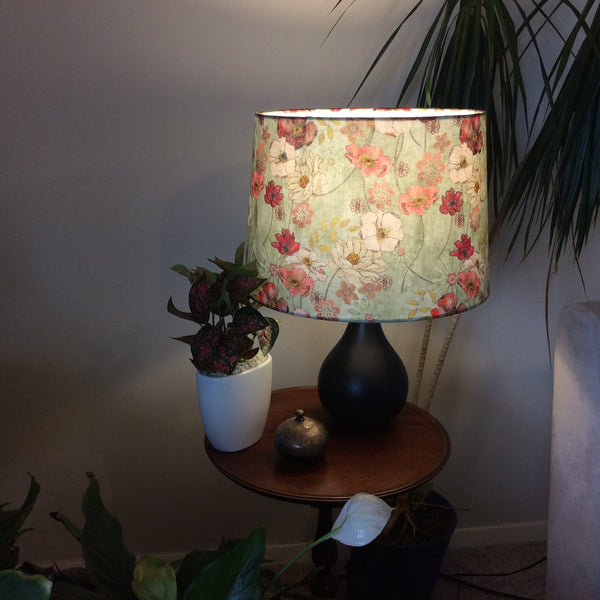 Shades at Grays Lampshades Medium tapered / Table lamp/floor stand / 29mm Multi-colour poppies lampshade handcrafted lighting made in new zealand