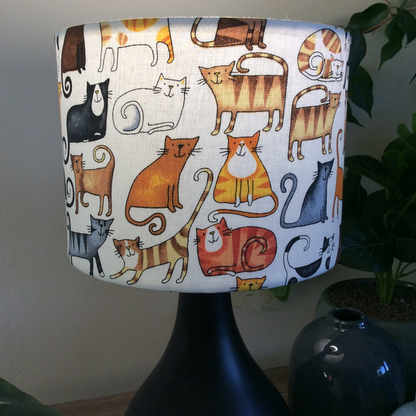 Shades at Grays Lampshades Small drum / Table lamp/floor stand / 29mm Cat tails lampshade handcrafted lighting made in new zealand