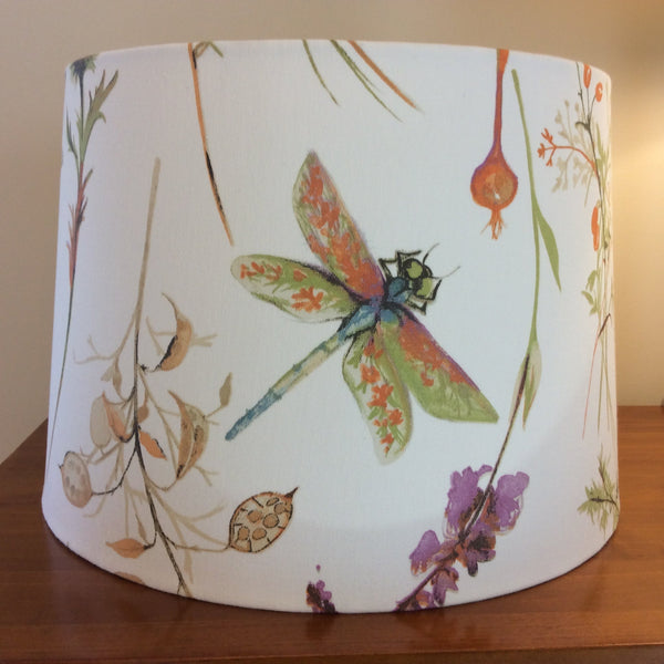 Shades at Grays Lampshades Medium tapered / Ceiling/pendant / 29mm Dragonfly pink-cream fabric lampshade handcrafted lighting made in new zealand