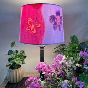 Shades at Grays Childrens lampshade Pretty in pink print lampshade handcrafted lighting made in new zealand