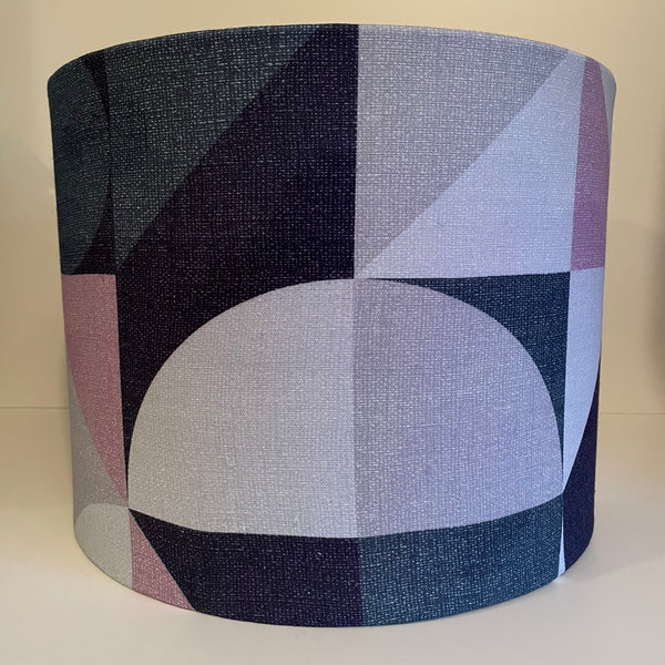 Large drum fabric lampshade, handcrafted, unlit.
