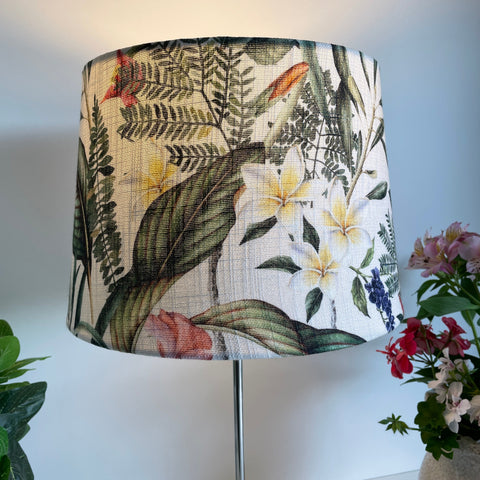 Shades at Grays Lampshades Medium tapered / Table lamp/floor stand / 29mm Tropical elegance cream lampshade handcrafted lighting made in new zealand