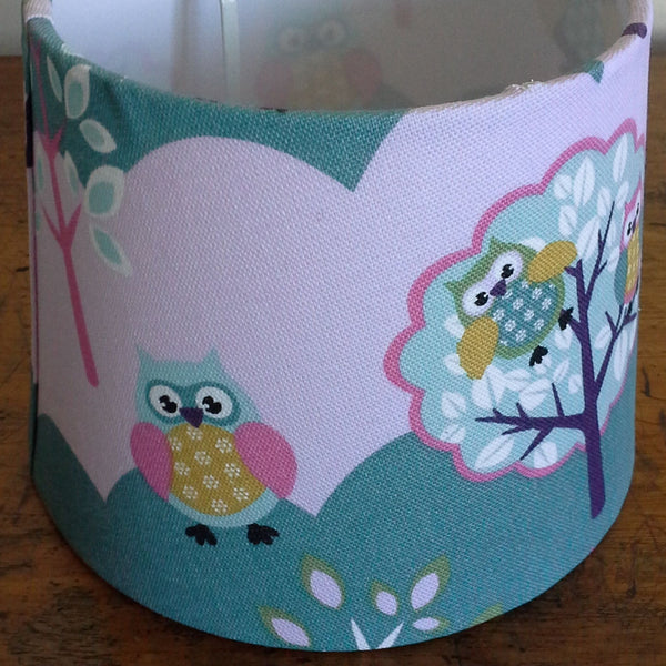 Shades at Grays Lampshades Small tapered / Table lamp/floor stand / 29mm Owl print lampshade handcrafted lighting made in new zealand