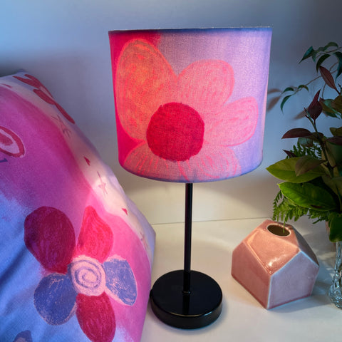 Small drum fabric lampshade and matching cushion
