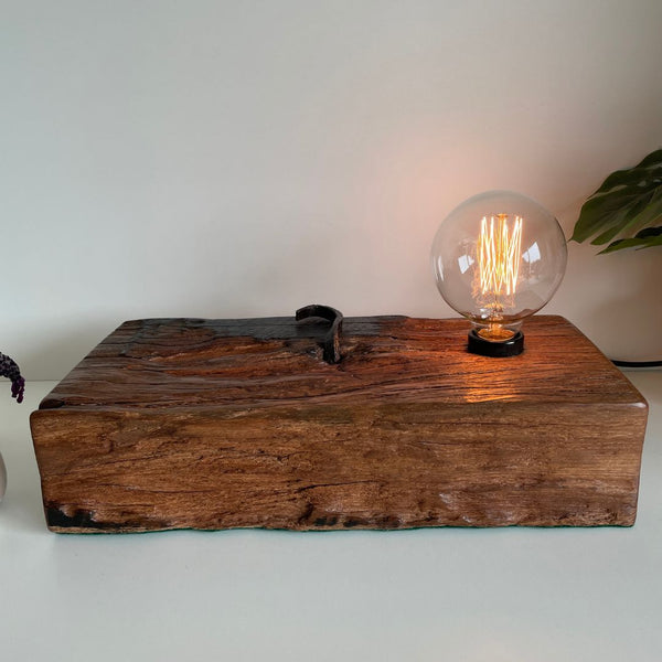 Shades at Grays Lighting Edison and Timber Table Lamp - Wharf series #85 Wooden Table Lamp |Unique | Handcrafted from 100 year old wharf timber handcrafted lighting made in new zealand