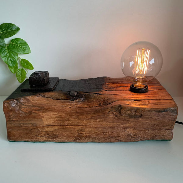 Shades at Grays Lighting Edison and Timber Table Lamp - Wharf series #84 Wooden Table Lamp |Bent Nail | Handcrafted in New Zealand handcrafted lighting made in new zealand