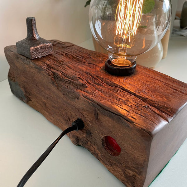 Shades at Grays Lighting Edison and Timber Table Lamp - Wharf series #82 Wooden Table Lamp |Unique | Handcrafted from 100 year old wharf timber handcrafted lighting made in new zealand