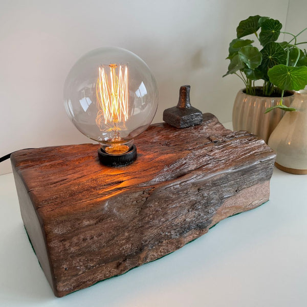 Shades at Grays Lighting Edison and Timber Table Lamp - Wharf series #82 Wooden Table Lamp |Unique | Handcrafted from 100 year old wharf timber handcrafted lighting made in new zealand